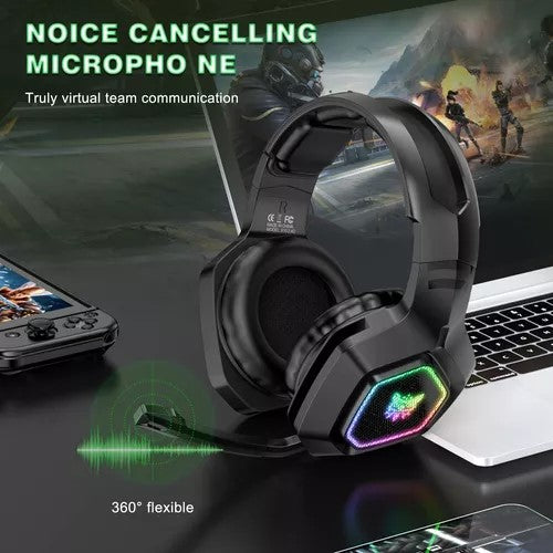 Audifono Gamer Bluetooth Onikuma B100 Inalambrico Rgb +cableb Negro