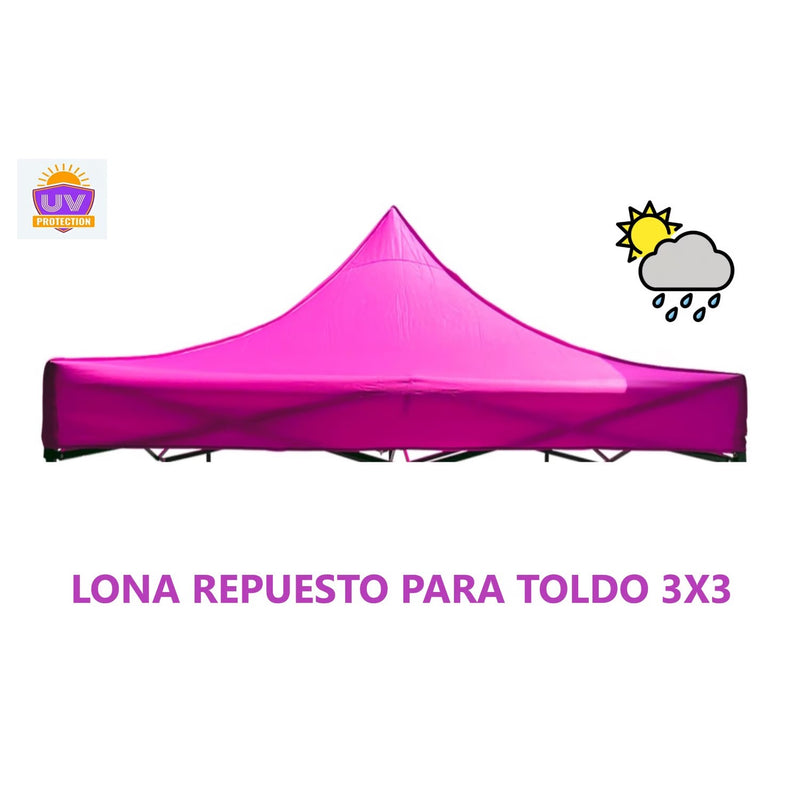 Lona Carpa Repuesto Filtro Uv Para Toldo Araña 3x3 + Rosa Chicle