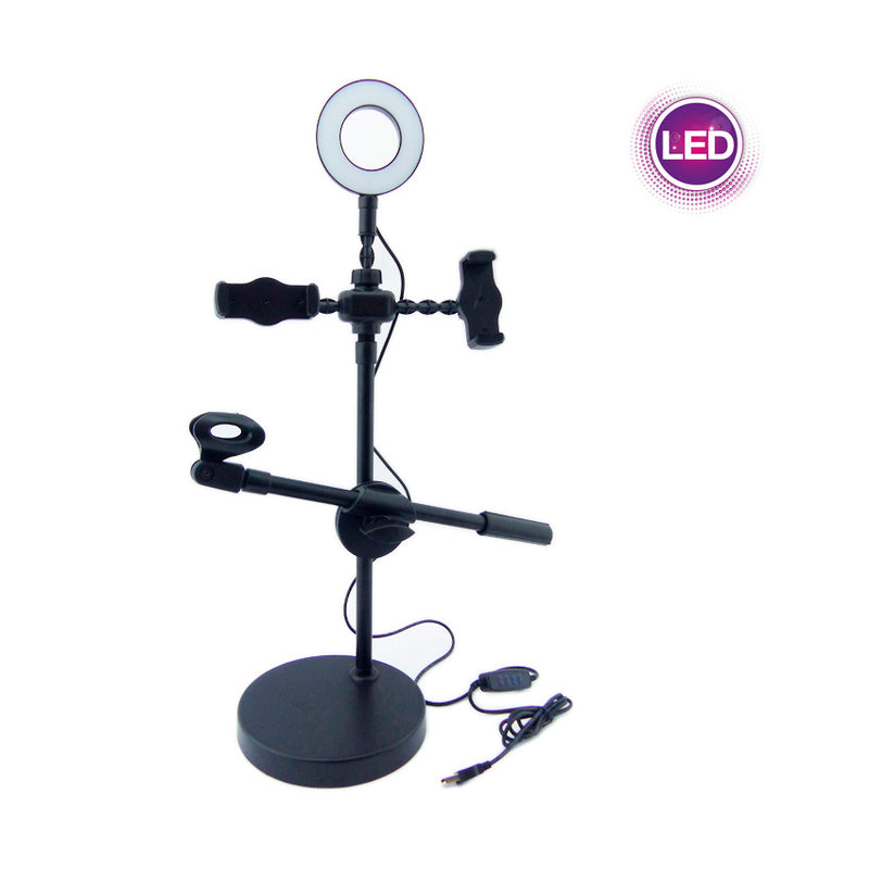 Aro de Luz Kit LED 4"+ Porta Microfono + PortCel