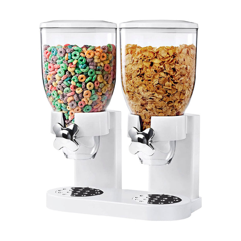 Dispensador Dual de Cereal y Frutos Secos Blanco