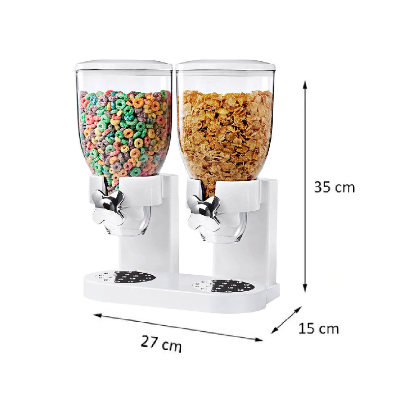 Dispensador Dual de Cereal y Frutos Secos Blanco