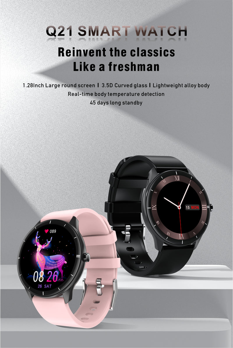 Reloj inteligente Smartwatch Q21 Negro -  Rosa