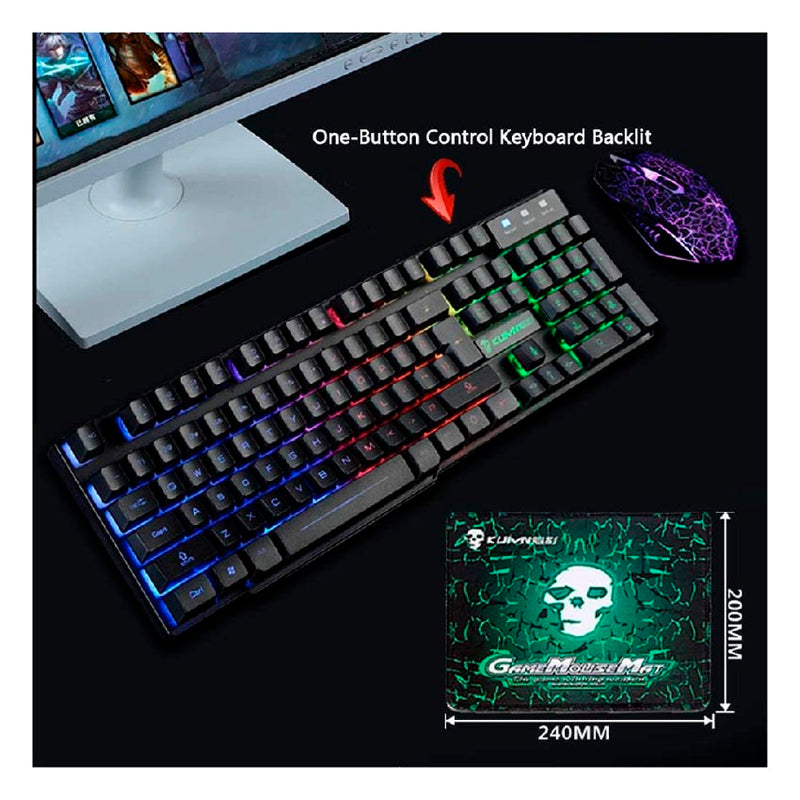 Kit Gamer Teclado + Mouse + Mouse Pad T6 Iluminado