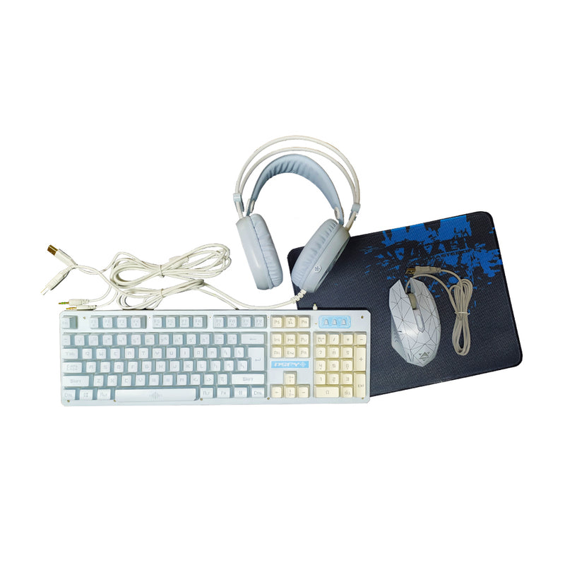 Kit Gamer 4 pzas Teclado Mouse Audifono Mousepad M1 Azul