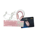 Kit Gamer 4 pzas Teclado Mouse Audifono Mousepad M1 Rosado