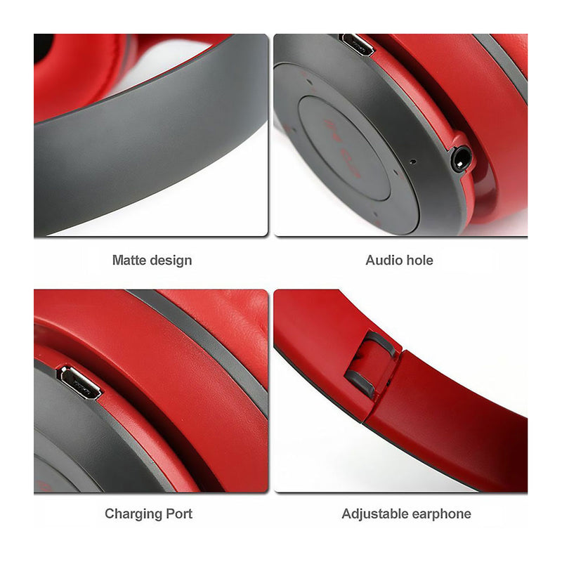 Audífonos Bluetooth P47 FM-TF Micrófono Rojo