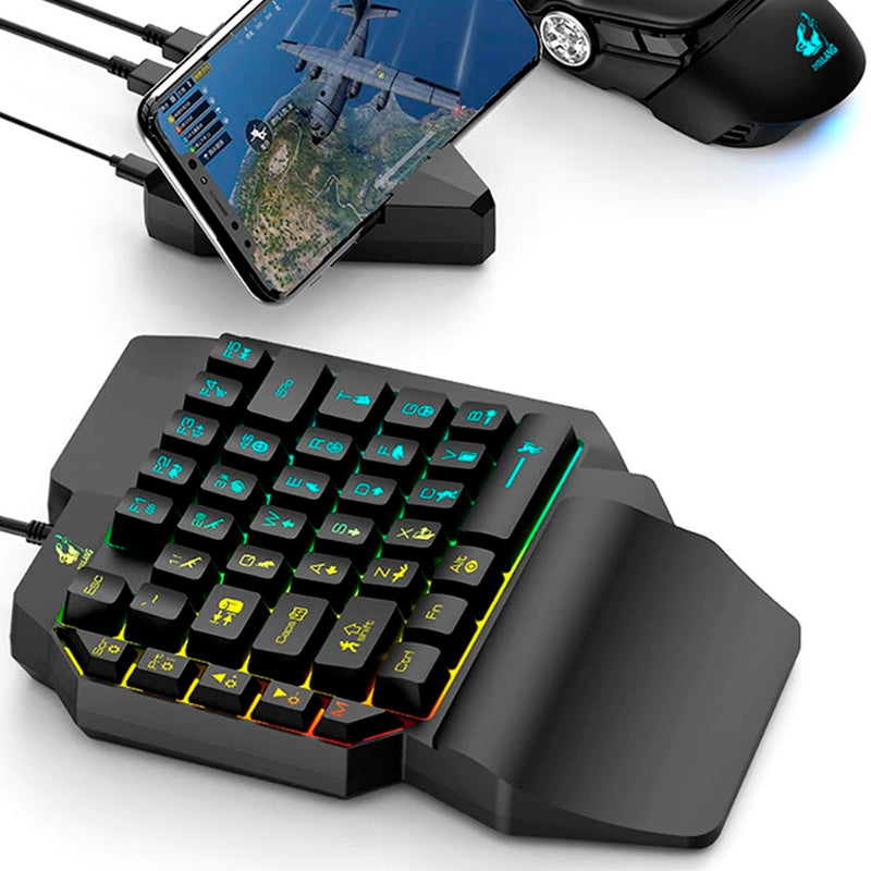 Kit Teclado 1 Mano + Mouse Gamer para PC o Celular